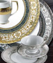 Gold-Platin Ätzimitationsdekor in Verbindung mit Unterlage Relief - System/ Brennbereich 790 - 820°C 